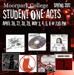 Student One Acts, Spring 2017 image of flyer for Student One Acts, Spring 2017
