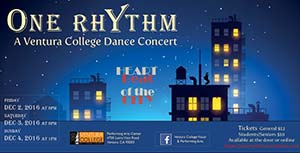 One Rhythm, A Ventura College Dance Concert image of flyer for One Rhythm, A Ventura College Dance Concert