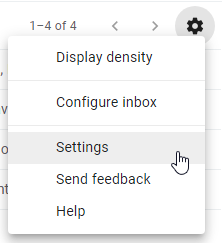 Settings icon for student email