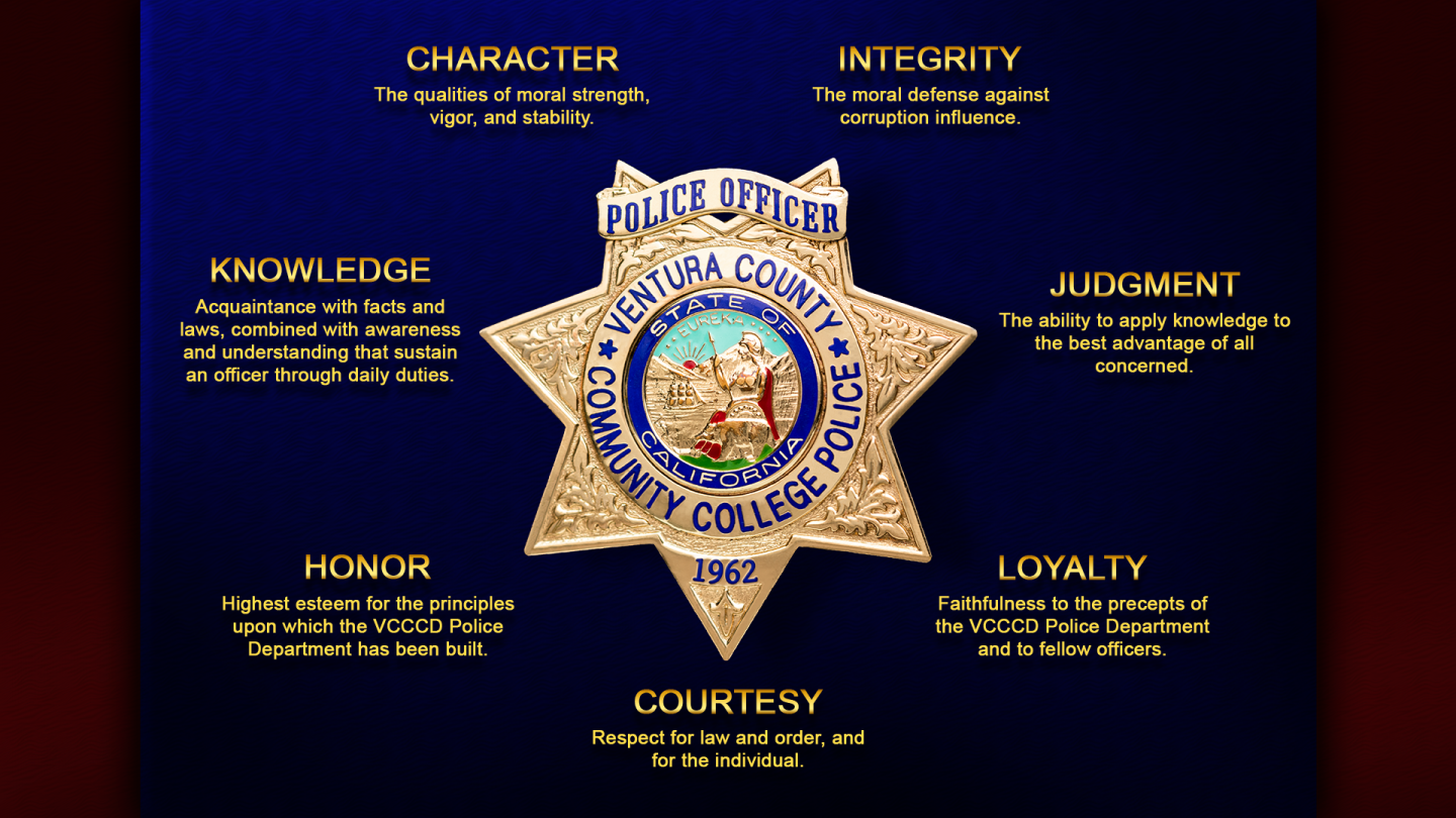 VCCCD PD Badge Meaning Graphic
