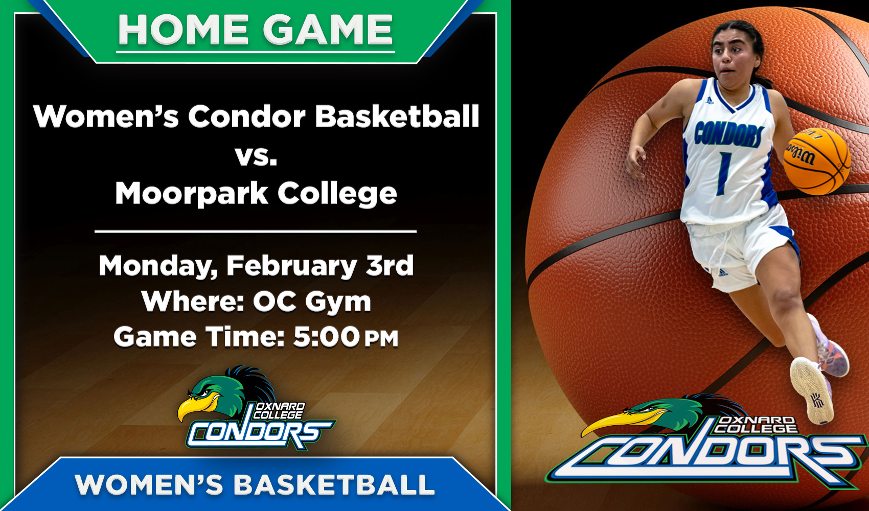 OC Women’s Basketball (Home Game) vs. Moorpark College