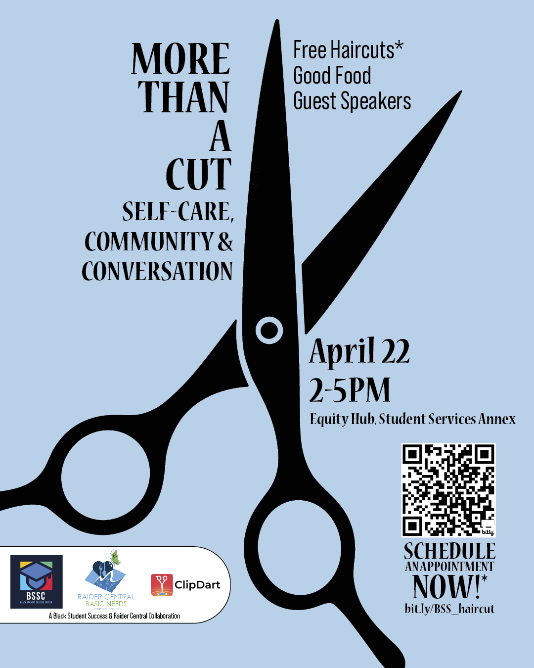  Black scissors on light blue background