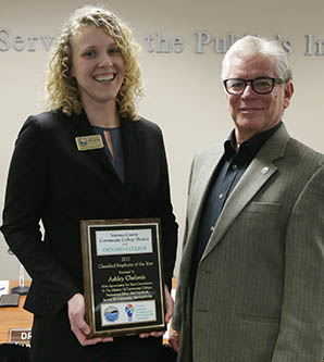 Photo of Ashley Chelonis and Bernardo Perez, Chair of the Bo