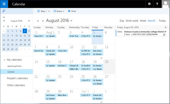 Calendar view