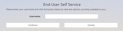 门户帐户自助服务页面，显示“用户名”字段
