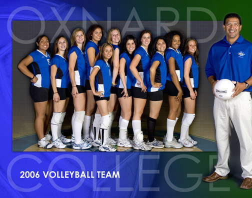 Coach Rey Reyes with Oxnard College Girls Volleyball team