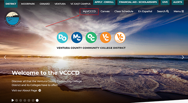 MyVCCCD link at the district or college websites
