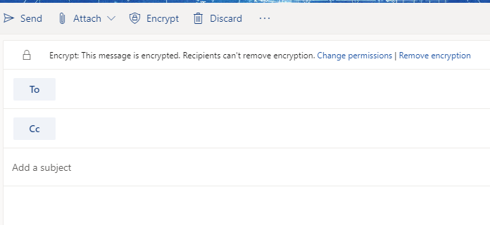 Outlook webmail message displaying padlock