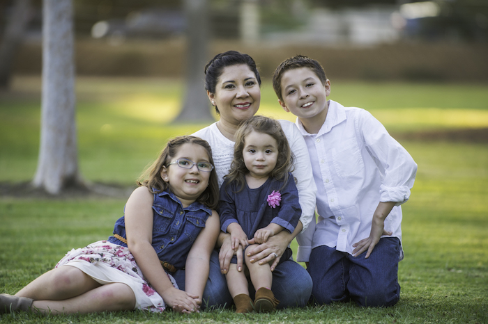 Angie Rodriguez with her children.