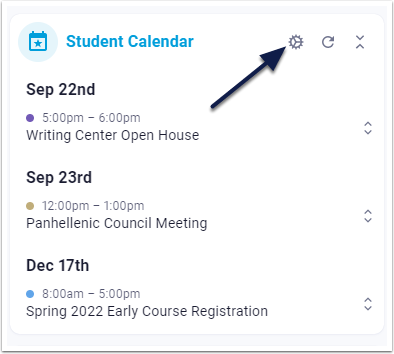 Calendar, Settings