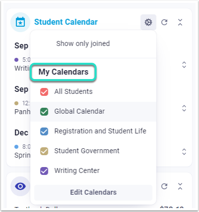 Calendar, My Calendars