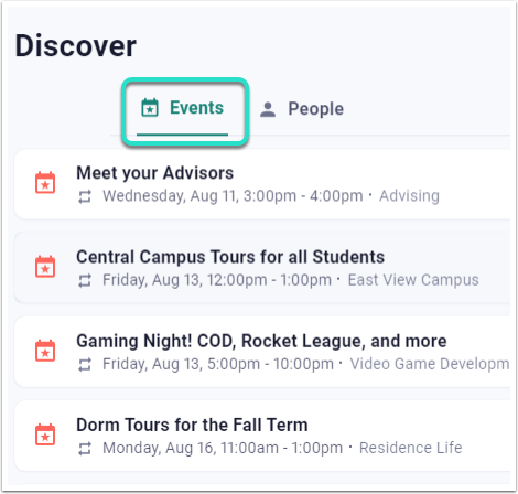 Discover, Events