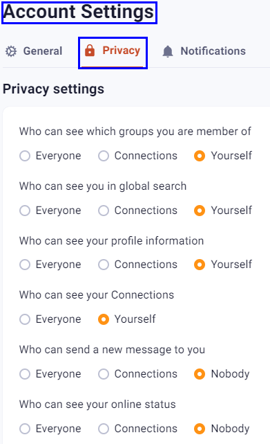 Portal Privacy Settings