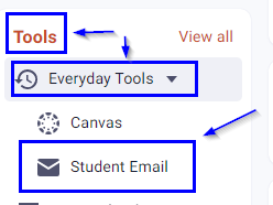 MyVCCCD Portal, Tools --> Everyday Tools --> Student Email