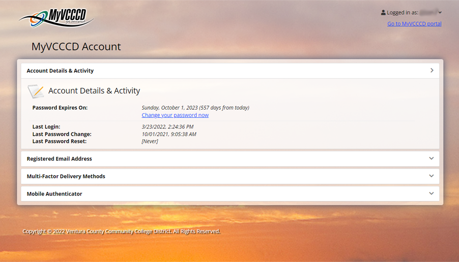 Account Details and Activity Screen 