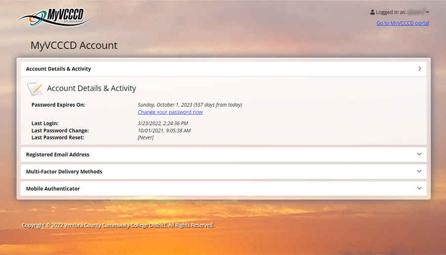 Account Details and Activity Screen