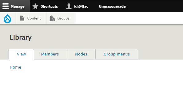 Screenshot of Group Page and options relating to a specific group