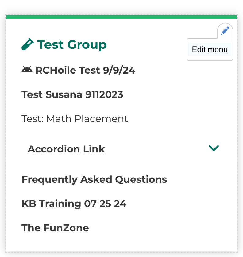Sidebar Navigation Menu showing the edit pencil