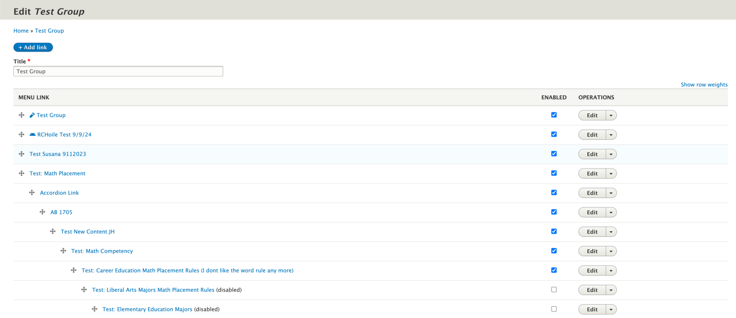 Screenshot of the Edit Menu Screen