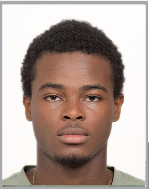 **"A young man with short black hair and a neutral expression looks directly at the camera."**