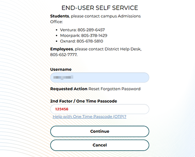 One-time Passcode entry