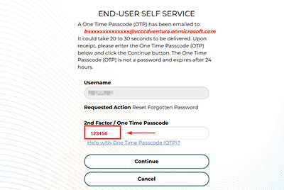 On-time password entry