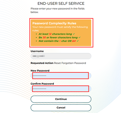 Set new password