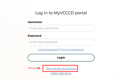 Login page highlighting new account link