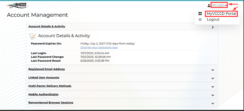 Portal account profile