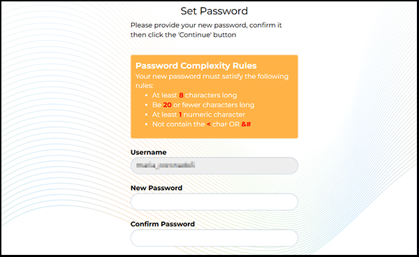 MyVCCCD set new password screen