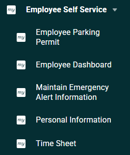 Image of links under Employee Self Service