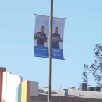 Light pole banners on Oxnard Boulevard in Oxnard featuring t