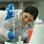 MC student does an experiment in the biotech lab