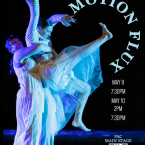 Motion Flux poster, photo of two dancers, text May 9 7:30pm 