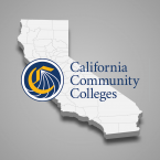 3D map of the state of California with the California Community Colleges logo overlayed.