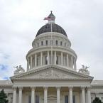 Front view of the California Capitol building in Sacramento.