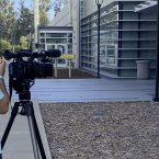 Person filming a fire cadet at the Oxnard College Fire Academy.