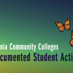 A gradient color background with orange butterflies. Text that reads: California Community Colleges Undocumented Student Action Week
