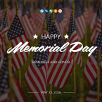 Memorial Day, May 25, 2026
