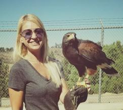 Alisa and Jax the Harris Hawk