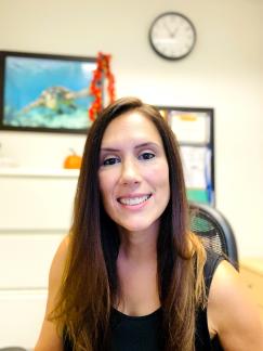 Roberta Brodie sitting in her office.