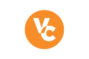 Orange circle with "VC" in the middle with a small overlap.