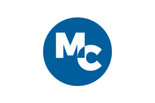 Blue circle with "MC" in the middle with a small overlap.