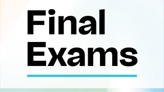 Gradient graphic with black text saying "Final Exams" announcement for the Community Colleges of Ventura County