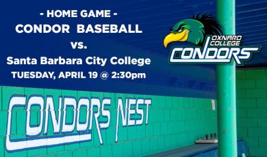 Condor Baseball to host Santa Barbara City College on April 
