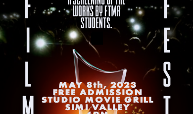 17th Annual Film Fest. Tickets, popcorn, award on black back 17th Annual Film Fest. Tickets, popcorn, award on black back