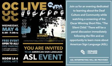Join OC LIVE and ASL on Wednesday, May 4th from 5:30pm - 7:3