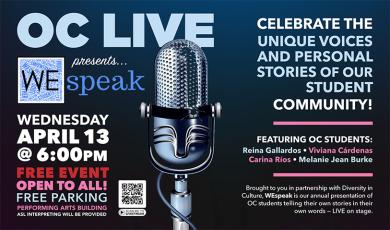 OC LIVE Presents &quot;Wespeak&quot; on Wednesday, April 13 