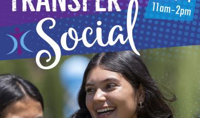 Moorpark College Transfer Social text . 2 girls smiling