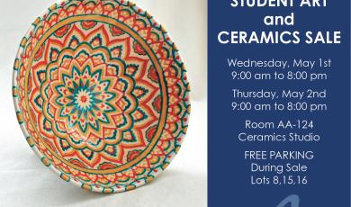 MC Student Art &amp;amp; Ceramics Sale with a colorful ceram